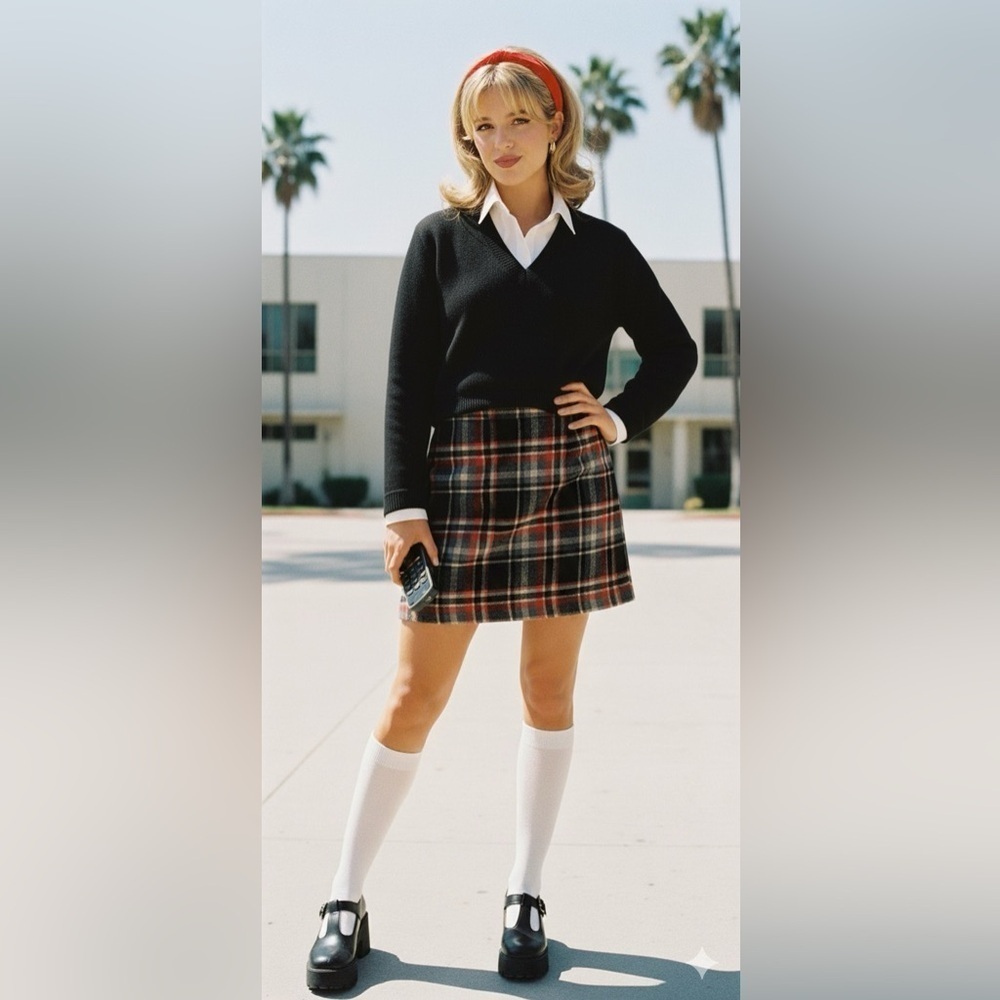 Bentley 90s Plaid Black & Red Women's Skirt
